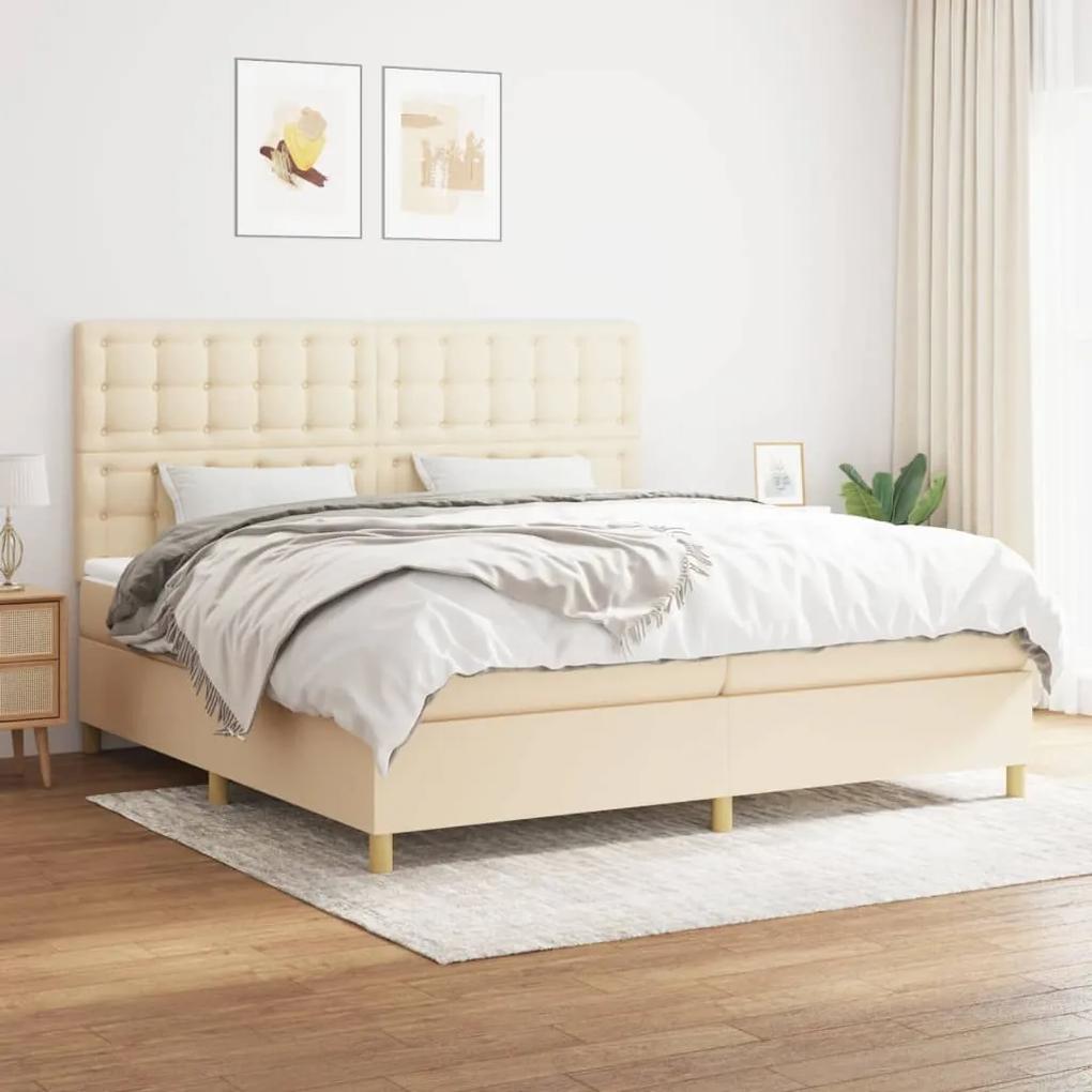 Boxspring posteľ s matracom krémová 200x200 cm látka 3142686