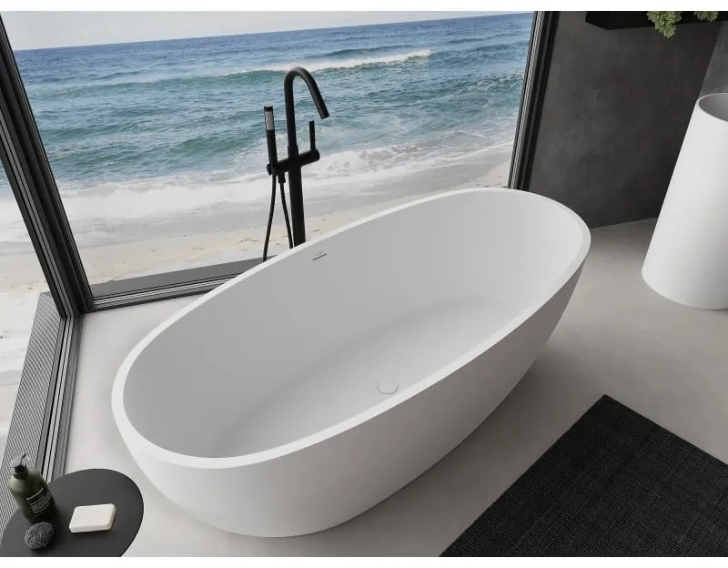 Mexen Torino, voľne stojaca vaňa z konglomerátu 155x78 cm, biela matná, 57271557800