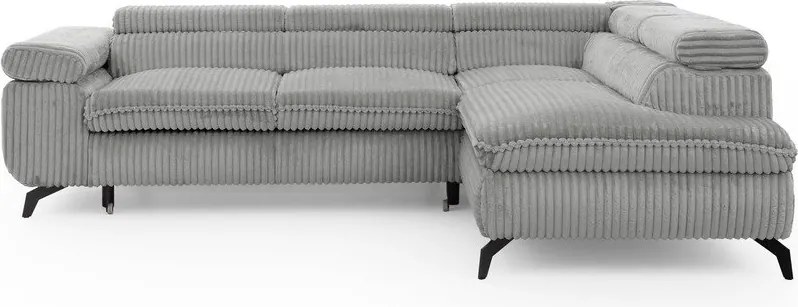 Svetlosivá menčestrová rohová pohovka (pravý roh/do L) Marbeya – Ropez