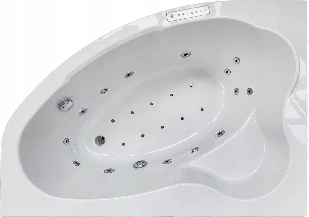 Veľká ľavá asymetrická rohová vírivka s vírivkou 110 x 170 cm