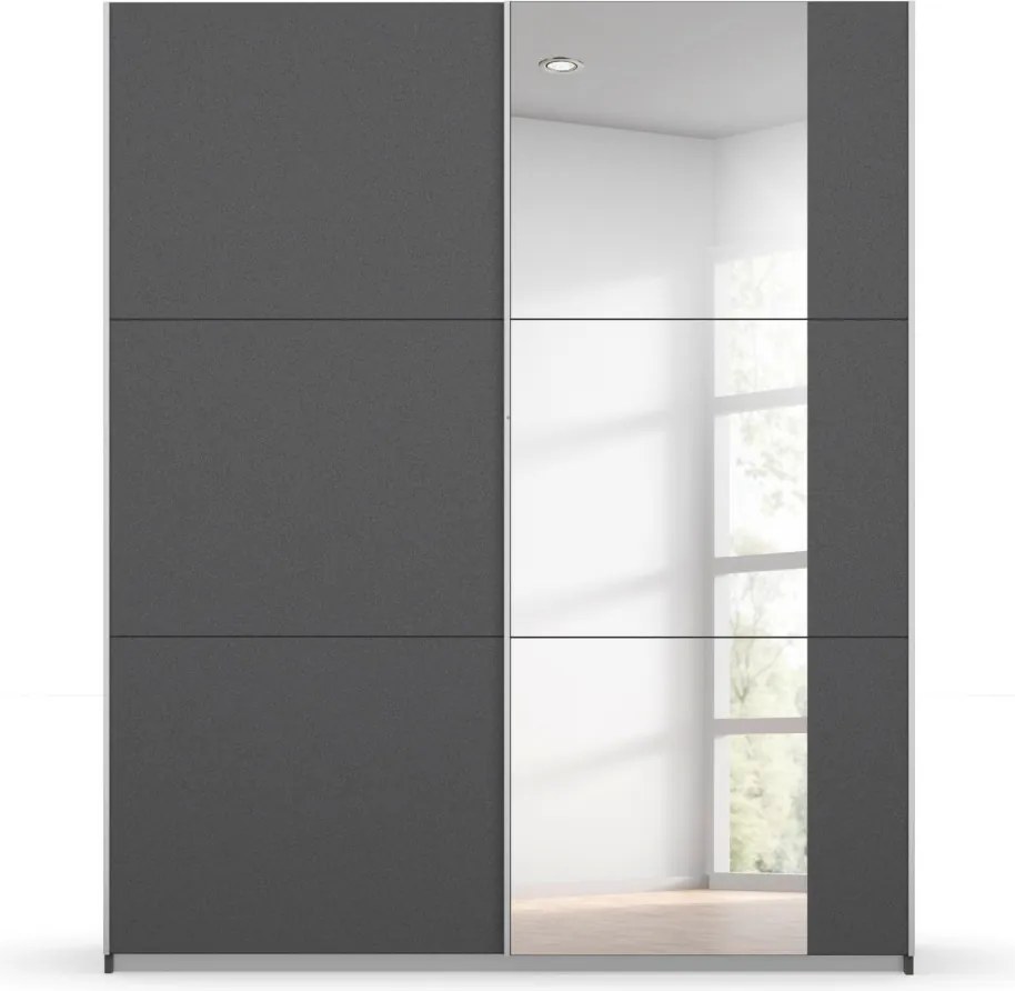 Šatníková skriňa Kronach, 175 cm, šedá/zrkadlo