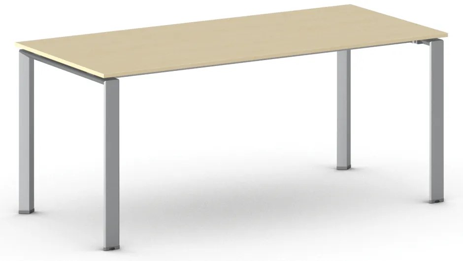 Rokovací kancelársky stôl PRIMO INFINITY, 180x90 cm, sivostrieborná podnož, breza