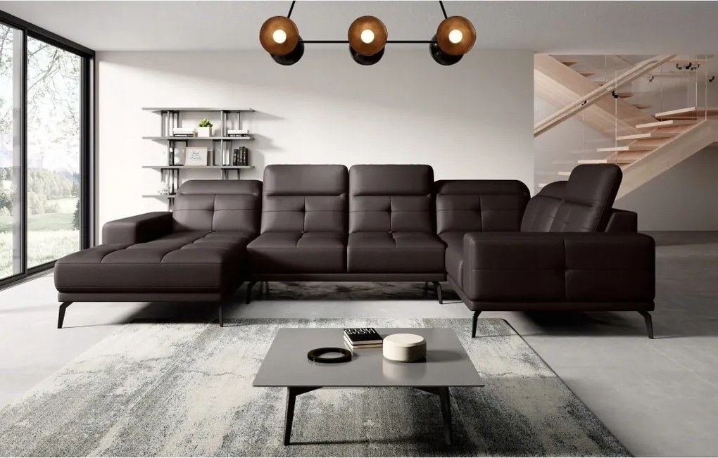 Rohová sedačka v tvare U Nicolette (tmavohnedá) (p)