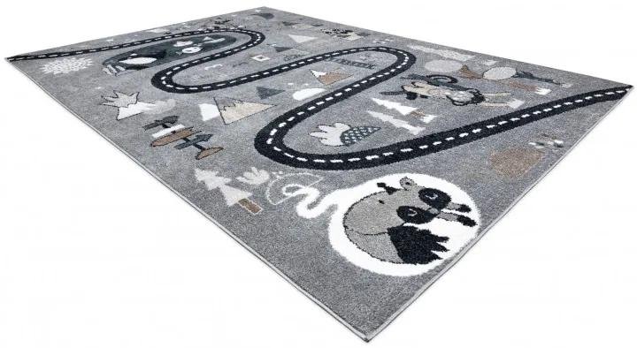 Dywany Łuszczów Detský kusový koberec Fun Route Street animals grey - 120x170 cm