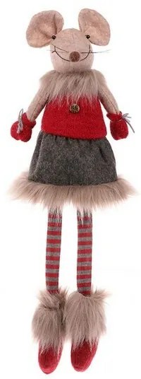 Vianočná dekorácia Myška v sukni, sediaca, 60 cm
