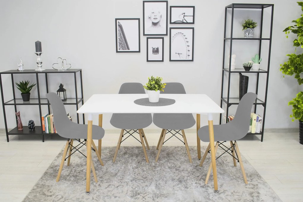 Set 4 stoličiek OSAKA sivé / hnedé nohy