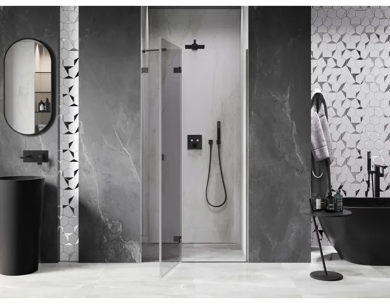 Mexen, Mexen Lunar výklopné sprchové dvere ľavé 115 cm, transparentné, pištoľový kov - 834-115-000-95-00-L