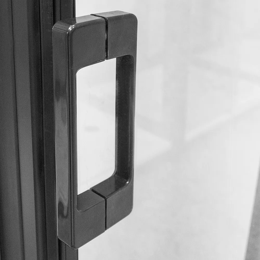 Jednokrídlové sprchové dvere BADEN BLACK I na inštaláciu do niky Černý elox Sklo TRANSPARENT Univerzální 90 cm
