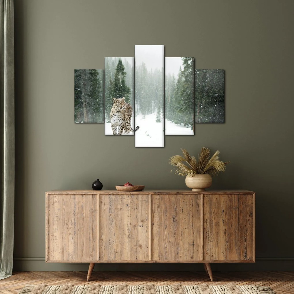 Obraz leoparda v snehu (150x105 cm)