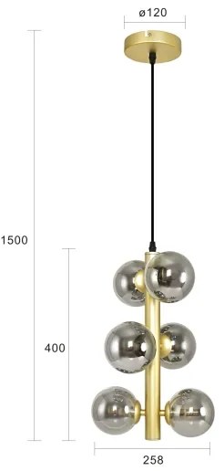Brilagi - LED Luster na lanku MILLA 6xG9/3W/230V zlatá/dymová
