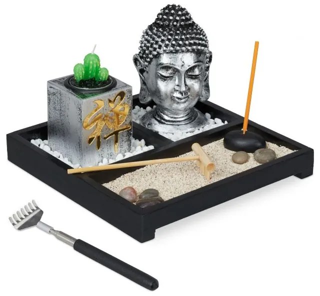 Strieborný set záhrada s budhom, RD29937