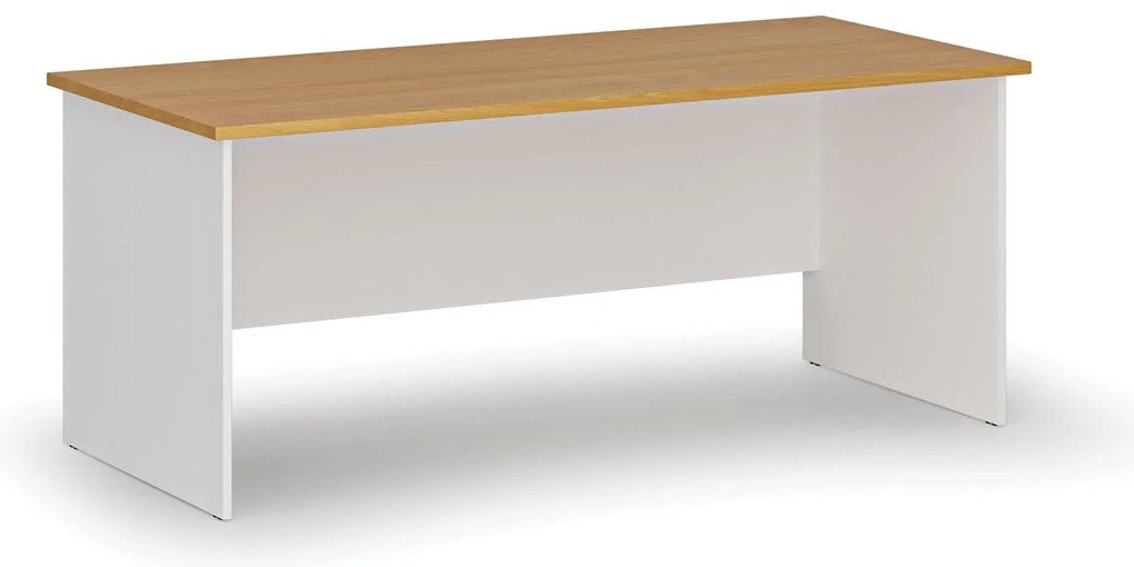 Kancelársky písací stôl PRIMO WHITE, 180x80 cm, biela/buk