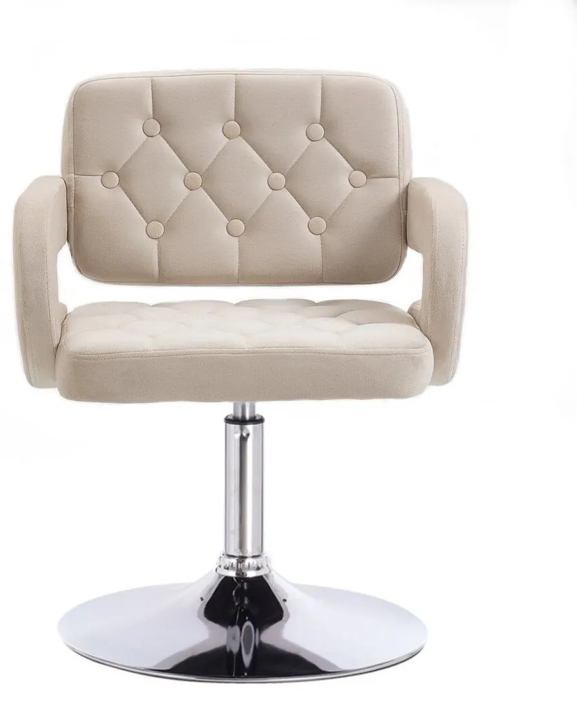 LuxuryForm DESIGN Kreslo ADRIA VELUR na striebornom tanieri - krémové