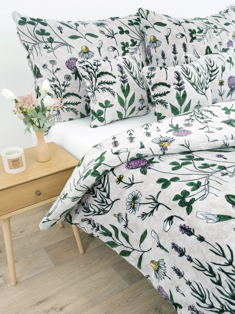 Francúzske obliečky mikroplyš Exclusive – Herbár svetlo sivý