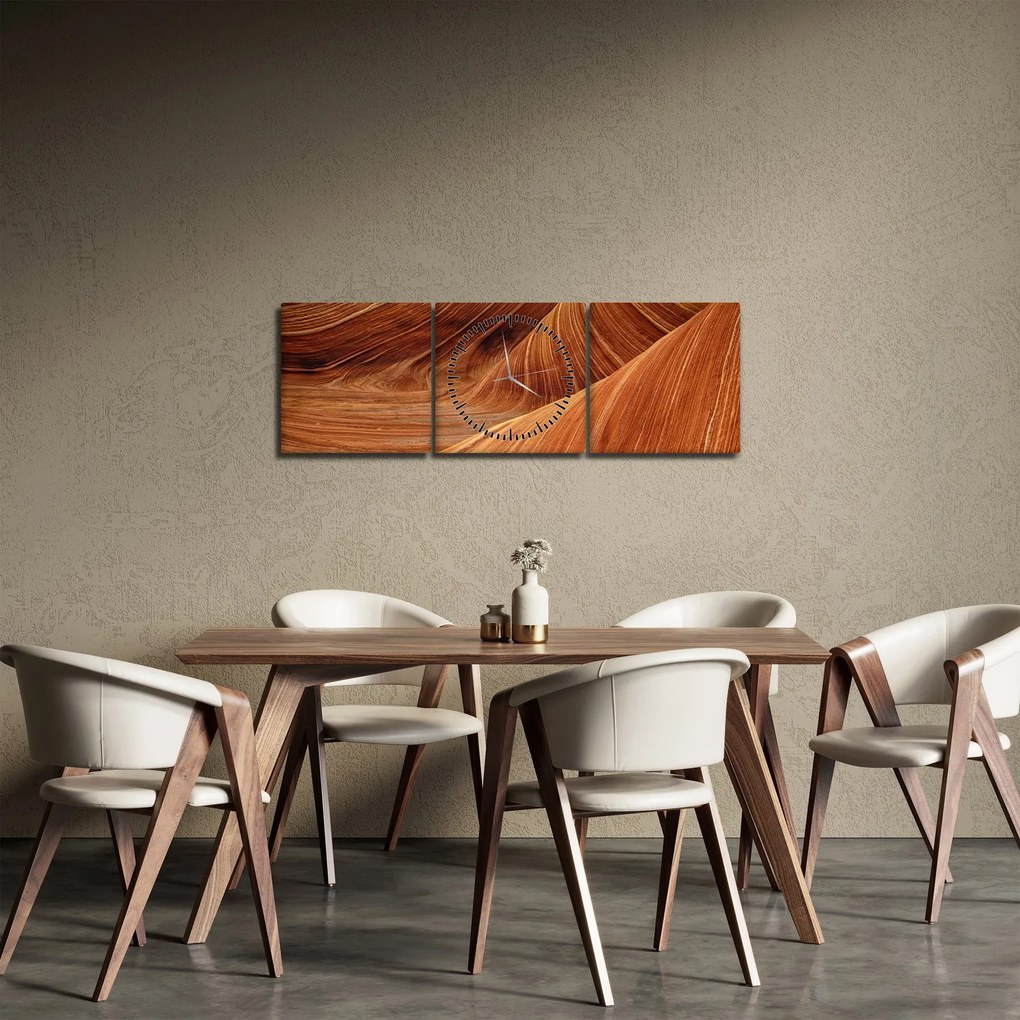 Obraz - Červený piesok (s hodinami) (90x30 cm)