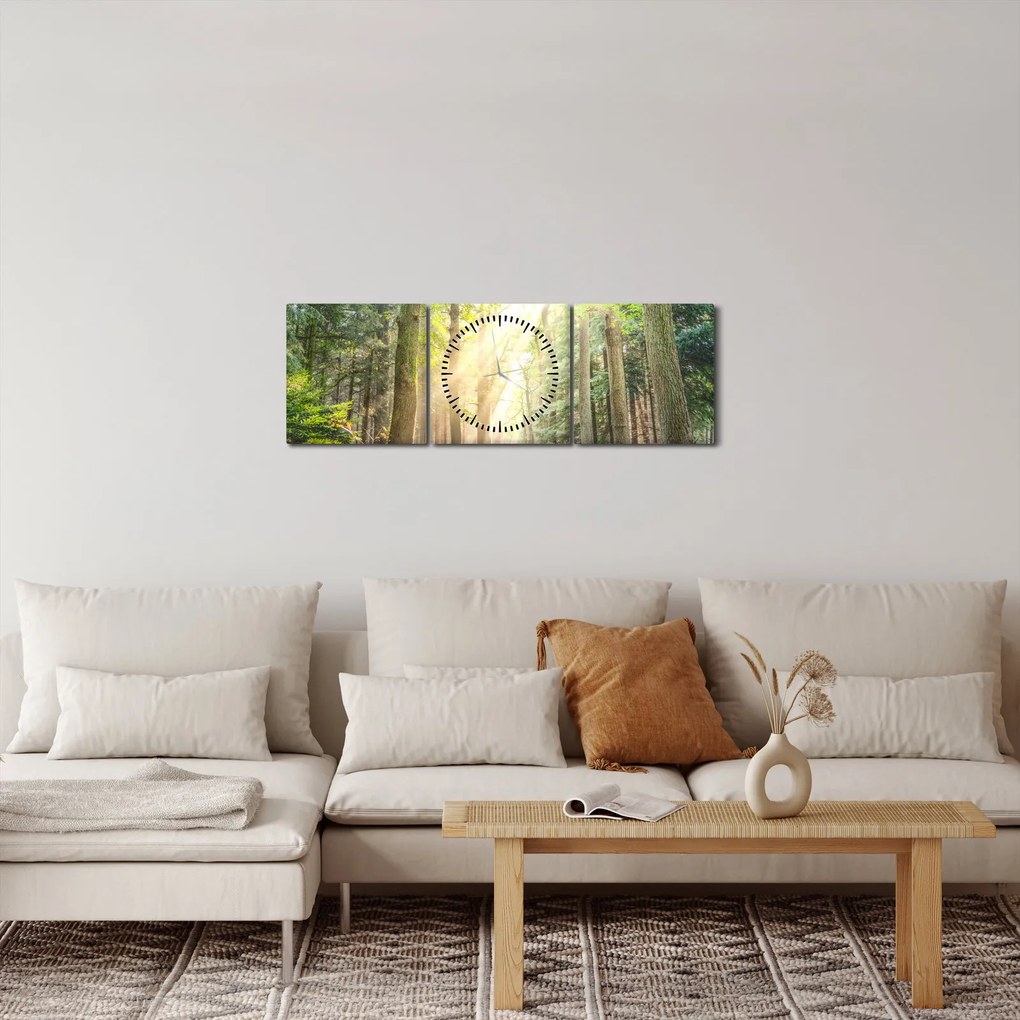 Obraz cestičky v lese (s hodinami) (90x30 cm)