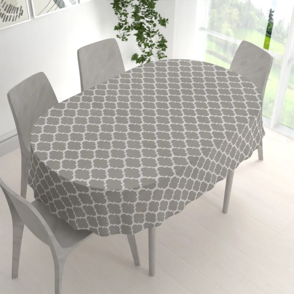 Biante Bavlnený oválny obrus Sandra SA-188 Sivé Maroko 140x220 cm