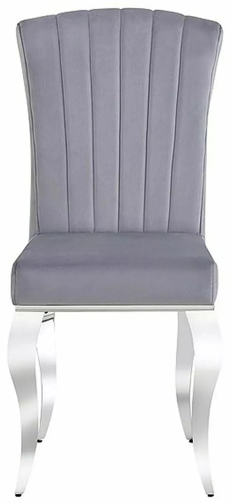 Sametová jídelní židle Prince šedá/chrom