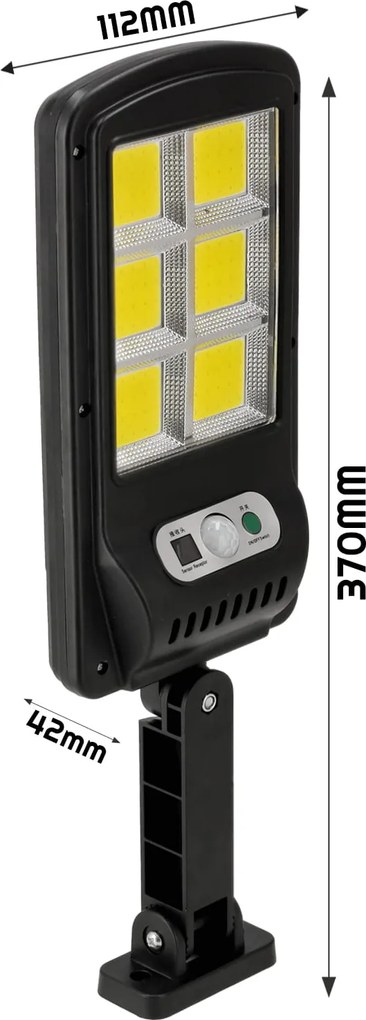 BERGE Solárna LED COB lampa s pohybovým čidlom + diaľkový ovládač ORAN 30W