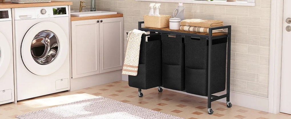 Koš na prádlo Houseland Lordo 130,5 l hnědý/černý