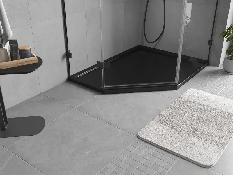 Mexen Flow, päťuholníková sprchová vanička slim 90 x 80 cm, pravá, čierna matná - 46P708090R