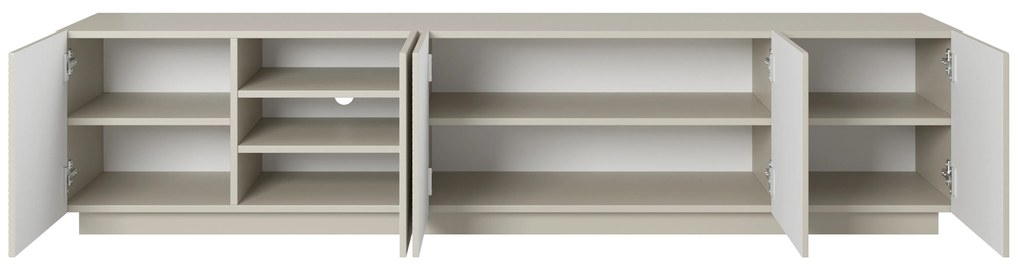RTV skrinka Asha 200 cm s ryhovaným čelom - kašmír
