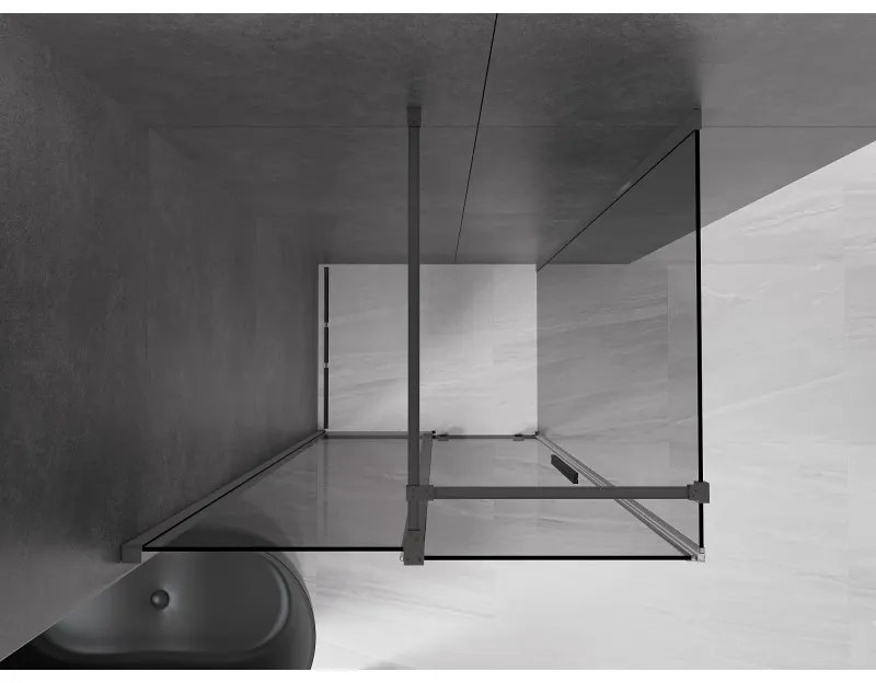 Mexen Velar, sprchový kút s posuvnými dverami 130 x 80 cm, 8mm šedé sklo, brúsený grafit, 871-130-080-41-95