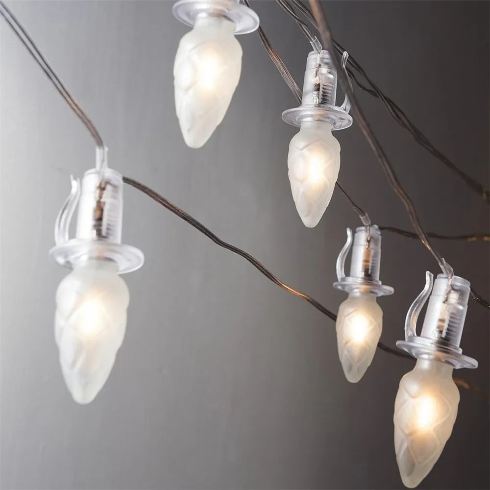 Svetelná reťaz Šiška, 20 LED žiaroviek Filament, číry kábel, predĺženie