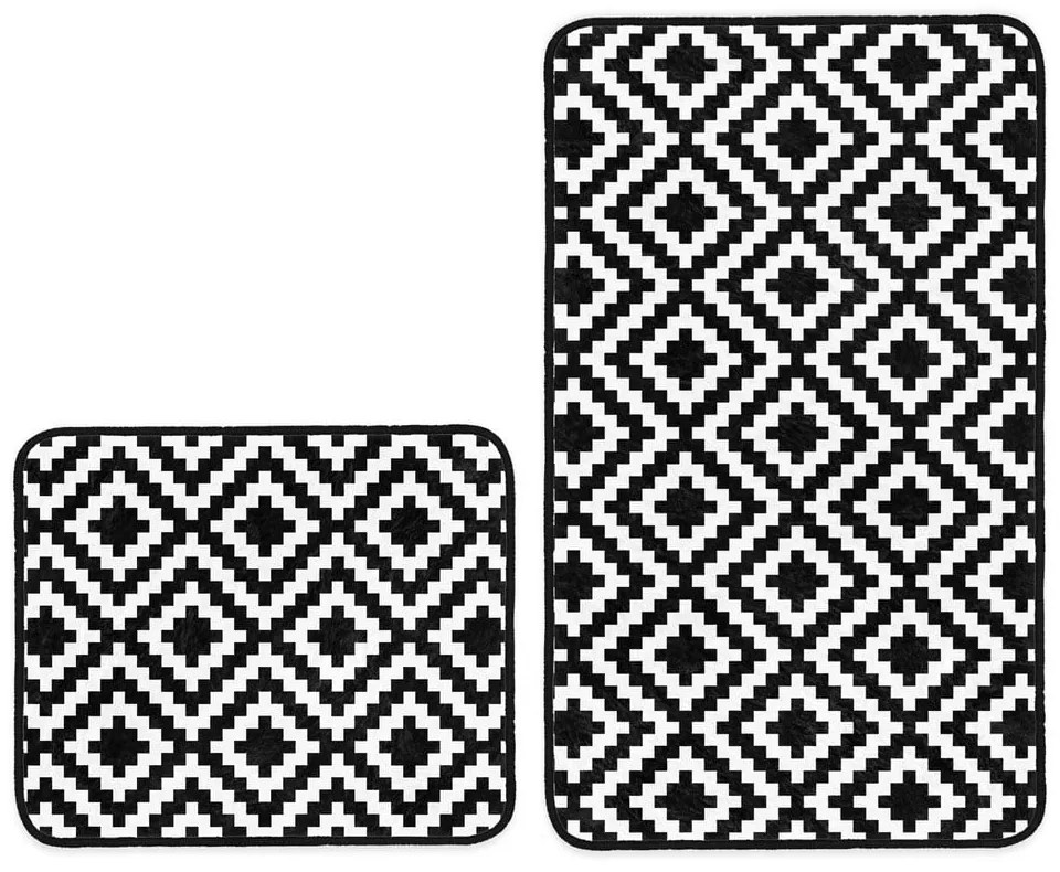 Biele/čierne kúpeľňové predložky v súprave 2 ks 60x100 cm – Mila Home