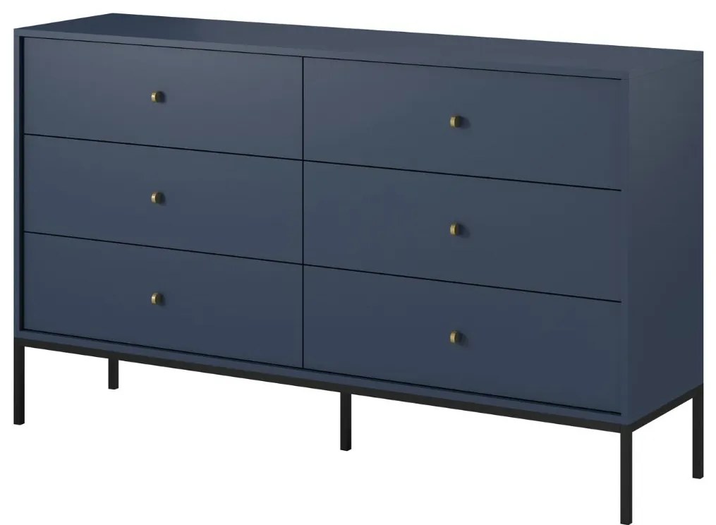 Mono tmavo modrá komoda so 6 zásuvkami (MKS154)