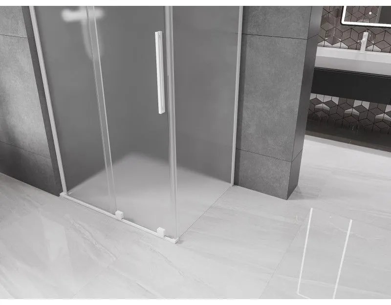 Mexen Velar L, sprchový kút s posuvnými dverami 120 x 80 cm, 8mm sklo námraza, biela matná, 871-120-080-33-20