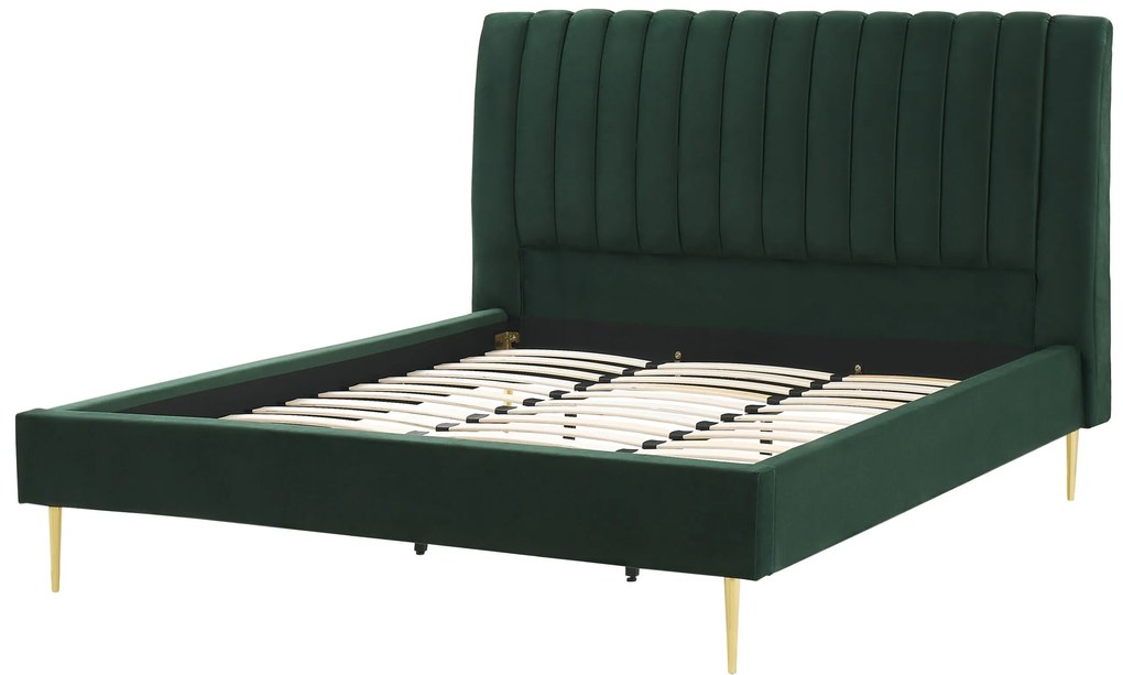 Zamatová posteľ 180 x 200 cm zelená MARVILLE Beliani