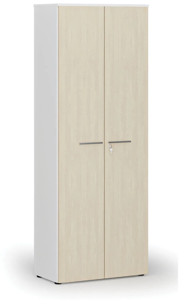 Kancelárska skriňa s dverami PRIMO WHITE, 2128 x 800 x 420 mm, biela/breza