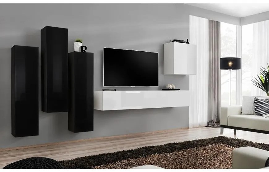 Obývacia stena Switch III Čierna/Biely