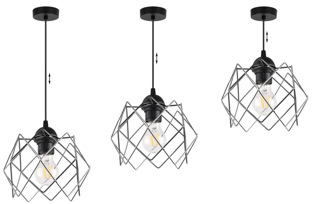 Závesné svietidlo Stella, 1x chrómové drôtené tienidlo