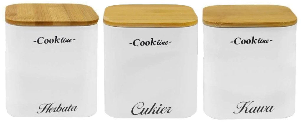 Kovové dózy do kuchyne cukor, káva, čaj - biele - Cook Line