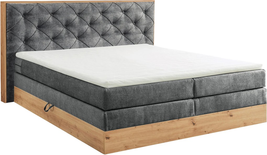 XXXLutz BOXSPRINGOVÁ POSTEĽ, 180/200 cm, antracitová, prírodná farba Esposa - Postele - 002220039803