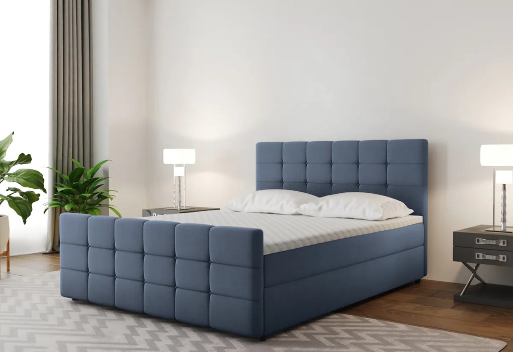 Čalúnená posteľ boxspring MARENA + topper, 140x200, basel 87