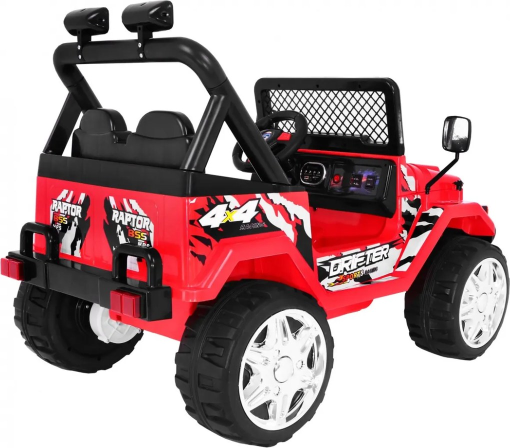 Ramiz Terénny akumulátorový Raptor Drifter pre deti Červený + diaľkové ovládanie + pomalý štart + EVA + zvuky Svetlá