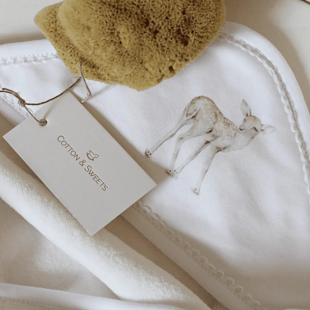 Novorodenecká osuška s kapucňou vanilka 80x80cm