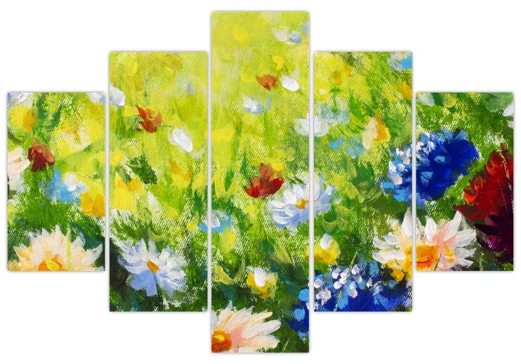 Obraz rozkvitnutej lúky, olejomaľba (150x105 cm)