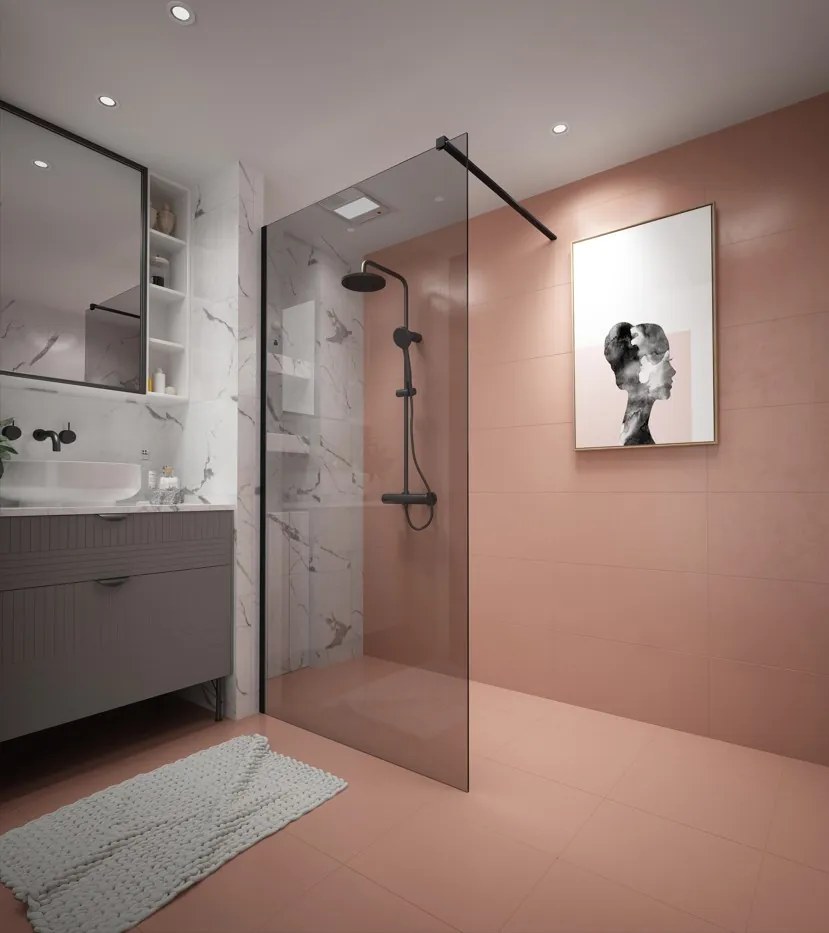 Erga Paris, sprchová zástena Walk-In 130x200 cm, 8mm šedé sklo, čierny profil, ERG-V02-PARIS-130x200-GR-BK