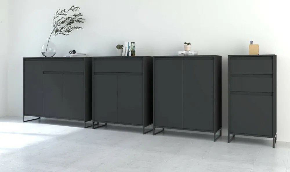 Komoda so šuplíkom Cologne, 80 cm, antracitová