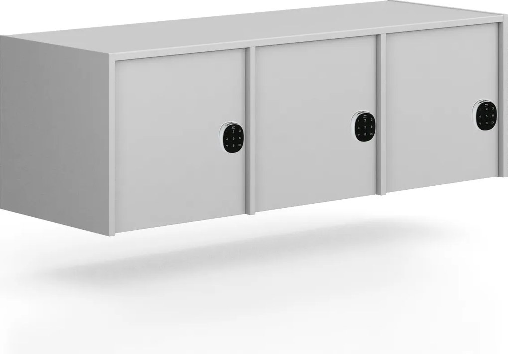 Nadstavba pre skrine FRAME, 3x dvere, 1299 x 450 x 427 mm, kódový zámok, sivá