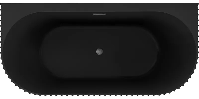 Mexen Sella, voľne stojaca vaňa ku stene, drážkovaná, 170 x 80 cm, čierna matná, brúsený grafit, 52711708071-66