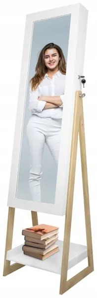 Bestent Zrkadlo so šperkovnicou 151cm White Pure