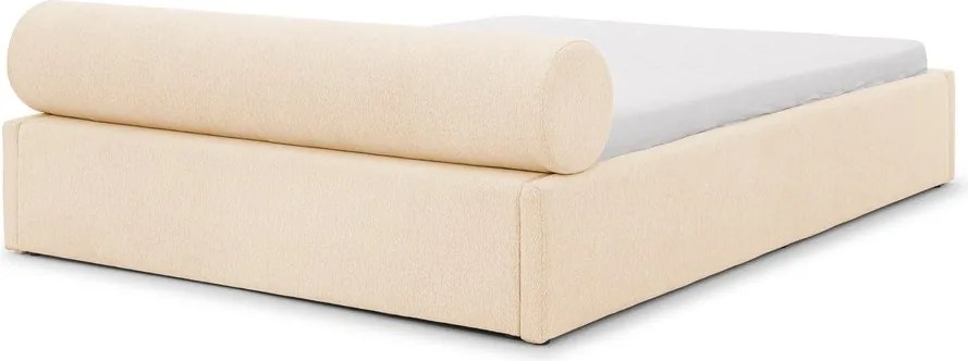 Krémová čalúnená dvojlôžková posteľ s úložným priestorom s roštom 200x200 cm Cille – Ropez