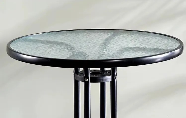 TRENDIE Záhradný stolík so sklom 60 cm okrúhly