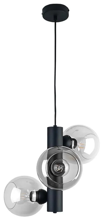 Luster na lanku TUBE 3xE27/60W/230V čierna/číra
