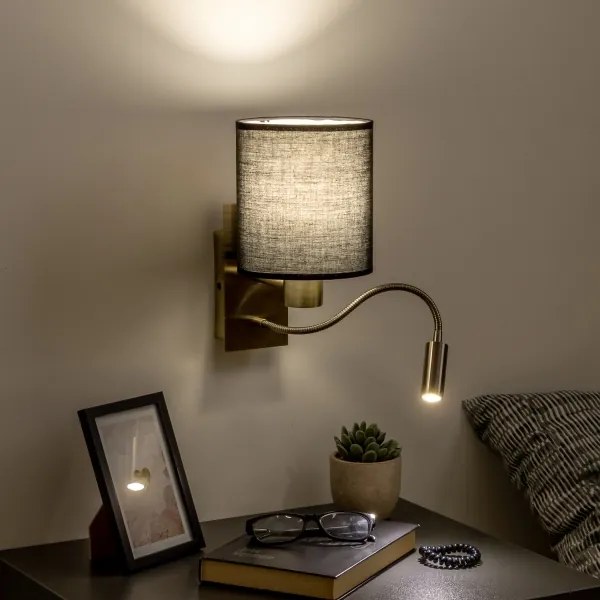 Brilagi - LED Nástenná lampa NUBILA 1xE27/25W/230V + LED/3W mosadz/čierna